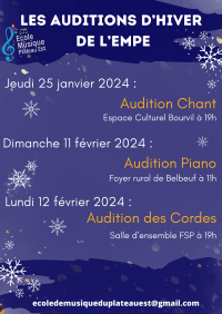 Les Auditions de l'Hiver de l'Ecole de Musique